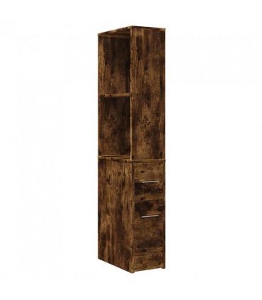 vidaXL Narrow Bathroom Cupboard with Wheels Smoked Oak Engineered Wood — V0672055304