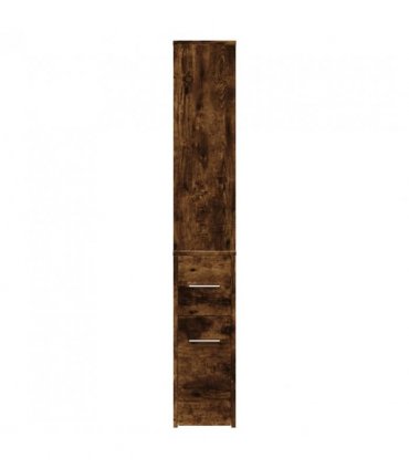 vidaXL Narrow Bathroom Cupboard with Wheels Smoked Oak Engineered Wood — V0672055304