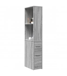 vidaXL Narrow Bathroom Cupboard with Wheels Grey Sonoma Engineered Wood — V0672055305