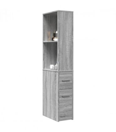 vidaXL Narrow Bathroom Cupboard with Wheels Grey Sonoma Engineered Wood — V0672055305