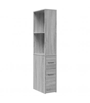 vidaXL Narrow Bathroom Cupboard with Wheels Grey Sonoma Engineered Wood — V0672055305