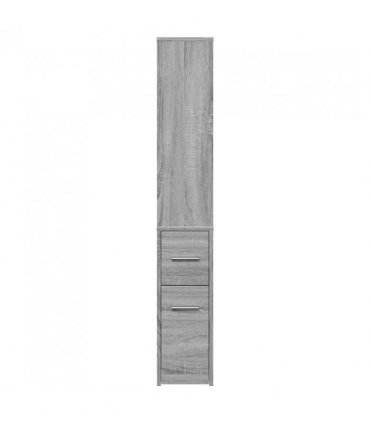 vidaXL Narrow Bathroom Cupboard with Wheels Grey Sonoma Engineered Wood — V0672055305
