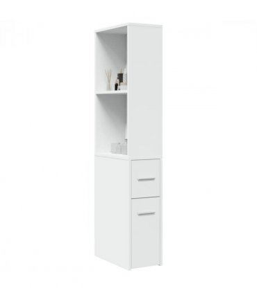 vidaXL Narrow Bathroom Cupboard with Wheels White Engineered Wood — V0672055306