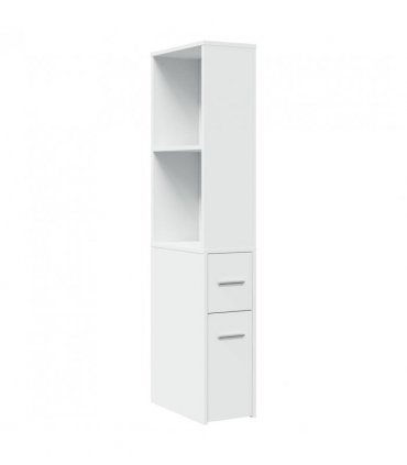 vidaXL Narrow Bathroom Cupboard with Wheels White Engineered Wood — V0672055306