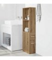 vidaXL Narrow Bathroom Cupboard with Wheels Artisian Oak Engineered Wood — V0672055307