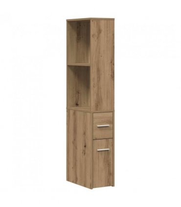 vidaXL Narrow Bathroom Cupboard with Wheels Artisian Oak Engineered Wood — V0672055307