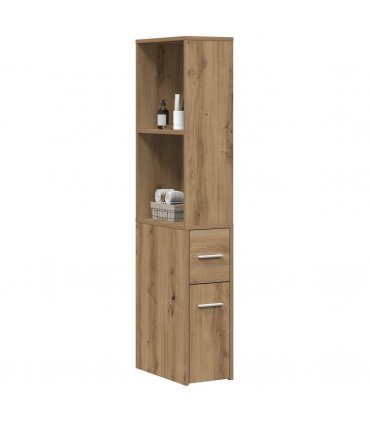 vidaXL Narrow Bathroom Cupboard with Wheels Artisian Oak Engineered Wood — V0672055307