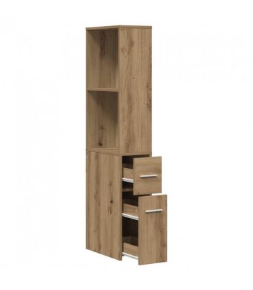 vidaXL Narrow Bathroom Cupboard with Wheels Artisian Oak Engineered Wood — V0672055307