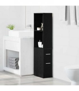 vidaXL Bathroom Furniture Set Wall-mounted Black Oak 22 x 41 x 135 cm