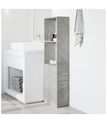 vidaXL Narrow Bathroom Cupboard with Wheels Concrete Grey Engineered Wood — V0672055310