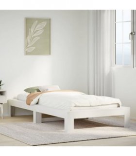 vidaXL Bed Frame without Mattress White 75x190 cm Small Single Solid Wood Pine — Size: 75 x 190 cm — V0672055316