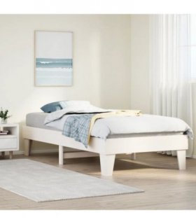 vidaXL Bed Frame without Mattress White 100x200 cm Solid Wood Pine — Size: 100 x 200 cm — V0672055349