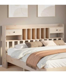 vidaXL Headboard with Storage 180 cm Solid Wood Pine — Colour: natural