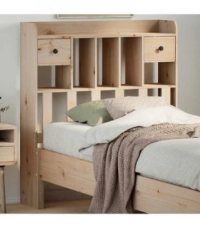 vidaXL Headboard with Storage 75 cm Solid Wood Pine — Colour: natural
