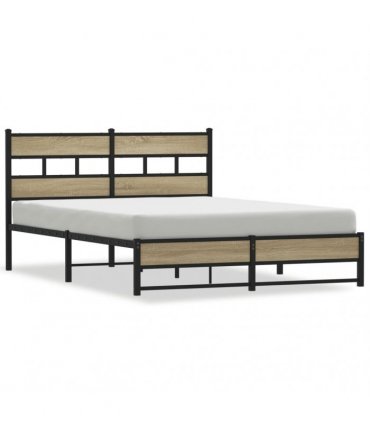 vidaXL Metal Bed Frame without Mattress Sonoma Oa — Size: 160 x 200 cm, Model: with headboard & dual low footboard — V0672055430