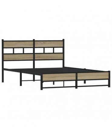 vidaXL Metal Bed Frame without Mattress Sonoma Oa — Size: 160 x 200 cm, Model: with headboard & dual low footboard — V0672055430