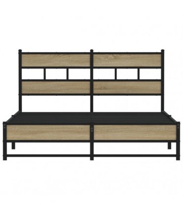 vidaXL Metal Bed Frame without Mattress Sonoma Oa — Size: 160 x 200 cm, Model: with headboard & dual low footboard — V0672055430