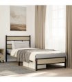 vidaXL Metal Bed Frame without Mattress Sonoma Oak 75x190 cm Sma — Size: 75 x 190 cm, Model: with headboard & dual low footboard