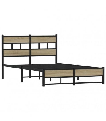 vidaXL Metal Bed Frame without Mattress Sonoma Oa — Size: 120 x 200 cm, Model: with headboard & dual low footboard — V0672055441