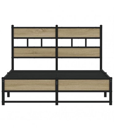 vidaXL Metal Bed Frame without Mattress Sonoma Oa — Size: 120 x 200 cm, Model: with headboard & dual low footboard — V0672055441
