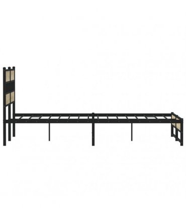 vidaXL Metal Bed Frame without Mattress Sonoma Oa — Size: 140 x 200 cm, Model: with headboard & dual low footboard — V0672055448