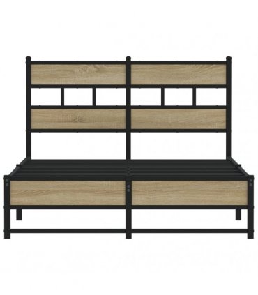 vidaXL Metal Bed Frame without Mattress Sonoma Oa — Size: 120 x 190 cm, Model: with headboard & dual low footboard — V0672055490