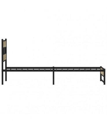 vidaXL Metal Bed Frame without Mattress Sonoma Oak — Size: 90 x 190 cm, Model: with headboard & dual low footboard — V0672055495