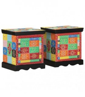 vidaXL Bedside Cabinet 2 pcs Multicolour 40x35x45 cm Solid Wood Mango