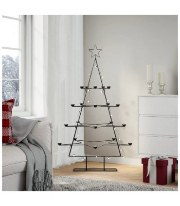 vidaXL Metal Christmas Tree for Decoration Black 140 cm