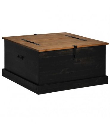 vidaXL Storage Chest HALDEN Black 91x91x47 cm Solid Wood Pine