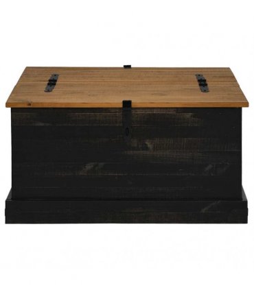 vidaXL Storage Chest HALDEN Black 91x91x47 cm Solid Wood Pine