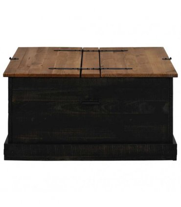 vidaXL Storage Chest HALDEN Black 91x91x47 cm Solid Wood Pine