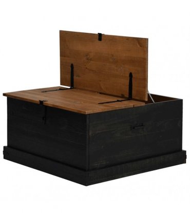 vidaXL Storage Chest HALDEN Black 91x91x47 cm Solid Wood Pine