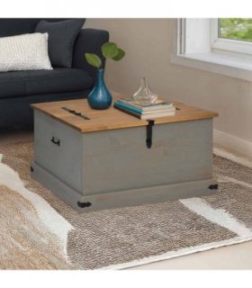 vidaXL Storage Chest HALDEN Grey 91x91x47 cm Solid Wood Pine