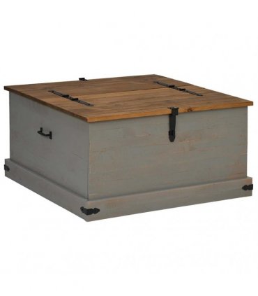 vidaXL Storage Chest HALDEN Grey 91x91x47 cm Solid Wood Pine