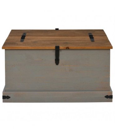 vidaXL Storage Chest HALDEN Grey 91x91x47 cm Solid Wood Pine