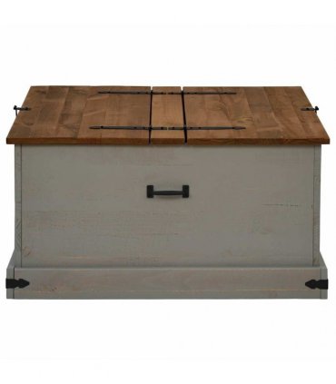 vidaXL Storage Chest HALDEN Grey 91x91x47 cm Solid Wood Pine