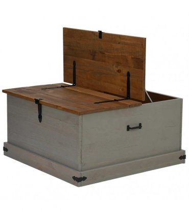 vidaXL Storage Chest HALDEN Grey 91x91x47 cm Solid Wood Pine