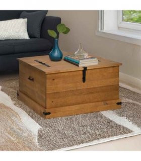 vidaXL Storage Chest HALDEN 91x91x47 cm Solid Wood Pine — Colour: natural