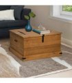 vidaXL Storage Chest HALDEN 91x91x47 cm Solid Wood Pine — Colour: natural