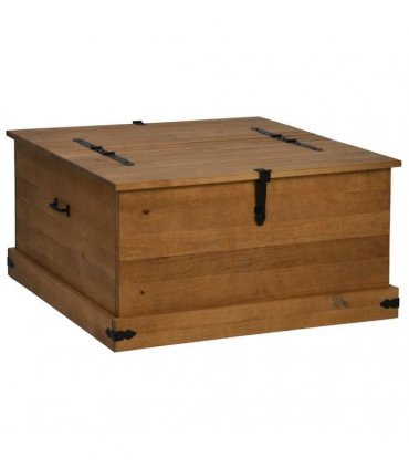 vidaXL Storage Chest HALDEN 91x91x47 cm Solid Wood Pine — Colour: natural