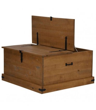 vidaXL Storage Chest HALDEN 91x91x47 cm Solid Wood Pine — Colour: natural