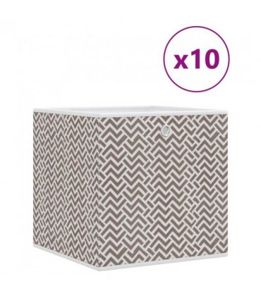 vidaXL Foldable Storage Boxes 10 pcs Brown 32x32x32 cm Non-woven Fabric