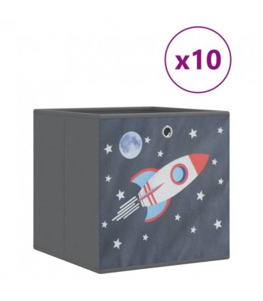 vidaXL Foldable Storage Boxes 10 pcs Grey 32x32x32 cm Non-woven Fabric