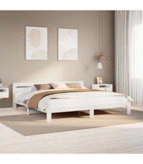vidaXL Bed Frame without Mattress White 180x200 cm Super King Solid Wood Pine — Size: 180 x 200 cm — V0672055802