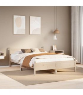 vidaXL Bed Frame without Mattress 135x190 cm Double Solid Wood Pine — Colour: natural, Size: 135 x 190 cm — V0672055829