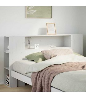 vidaXL Headboard with Storage White 150 cm Solid Wood Pine