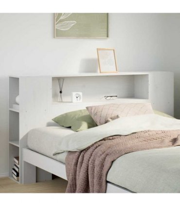 vidaXL Headboard with Storage White 150 cm Solid Wood Pine