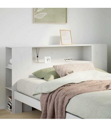 vidaXL Headboard with Storage White 135 cm Solid Wood Pine