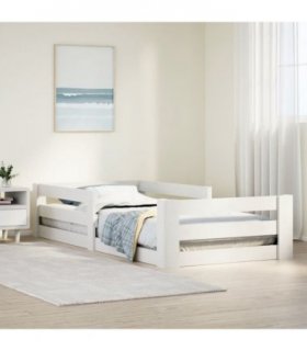 vidaXL Bed Frame without Mattress White 75x190 cm Small Single Solid Wood Pine — Size: 75 x 190 cm — V0672055885